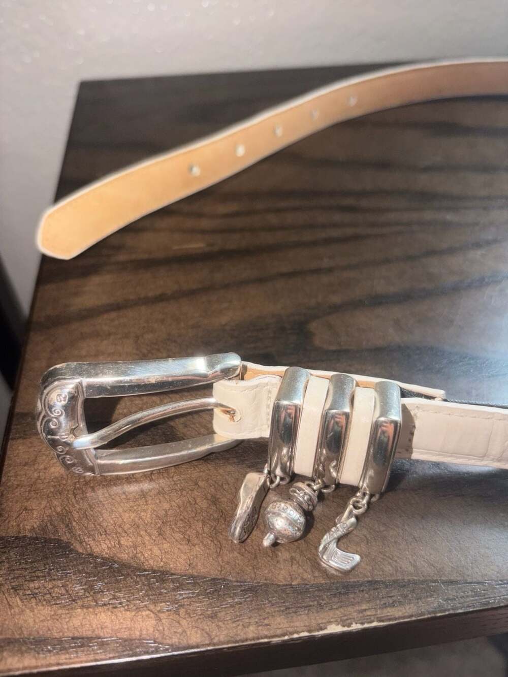 Brighton Golf Themed Leather Belt Size S/28 White B30236